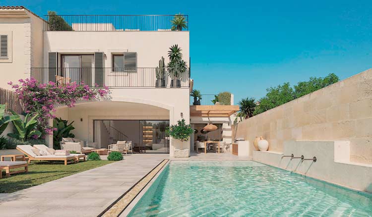 Luxurious townhouse Sa Punta with stunning rooftop views in Ses Salines developed by Mallorca Home Connexion